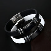 Bracelet Stainless Steel Smooth Glossy Silicone Vintage Bracelet